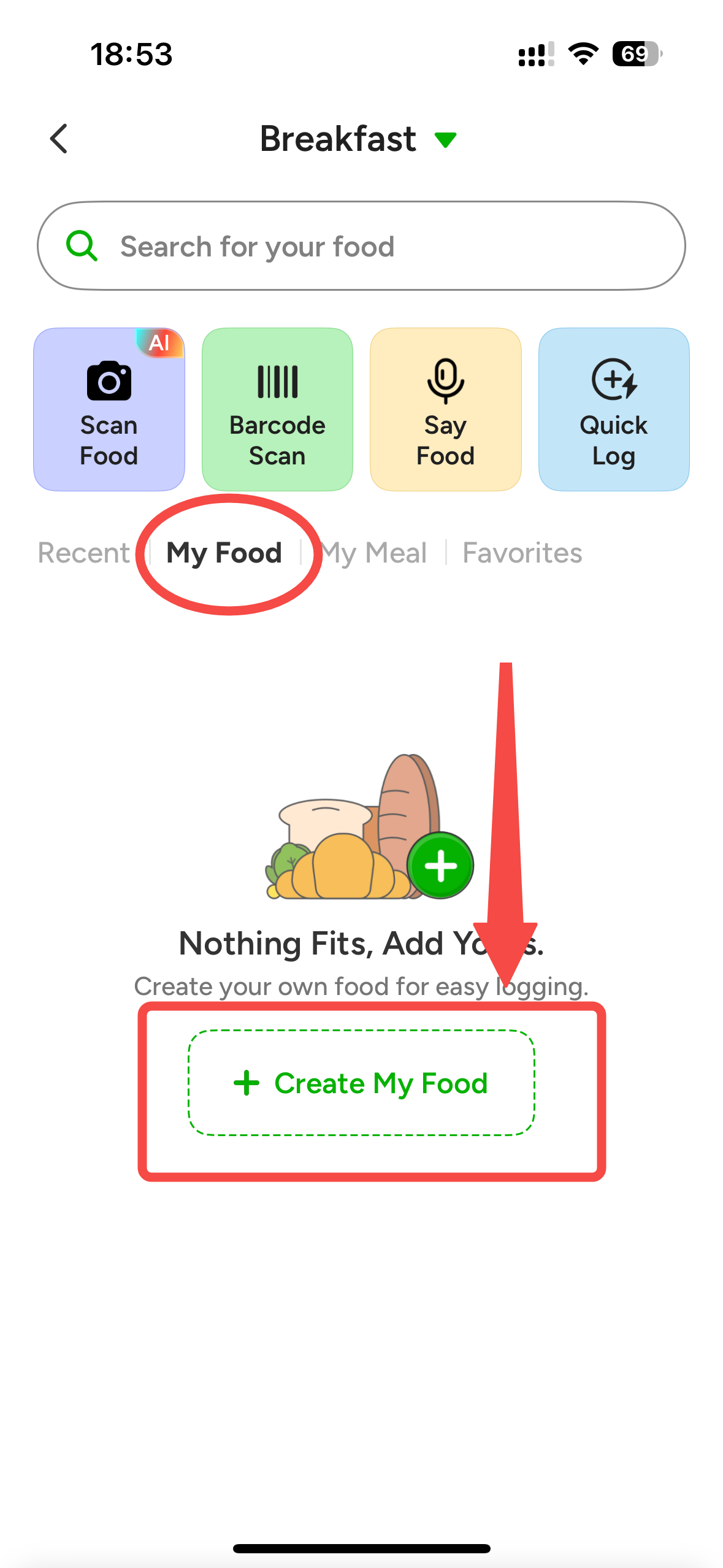 CaloCare meal analysis correction screen