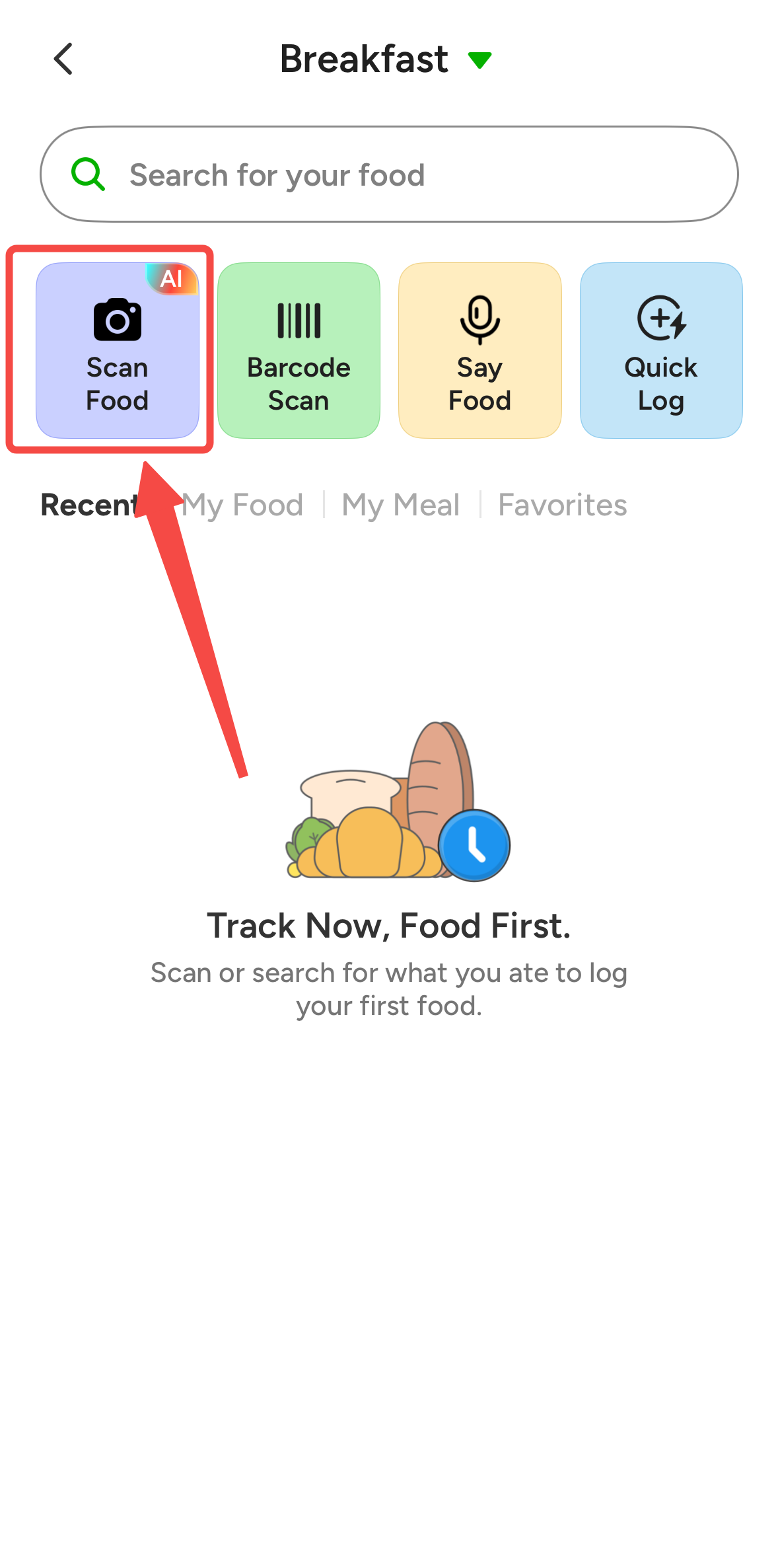 CaloCare meal logging screen