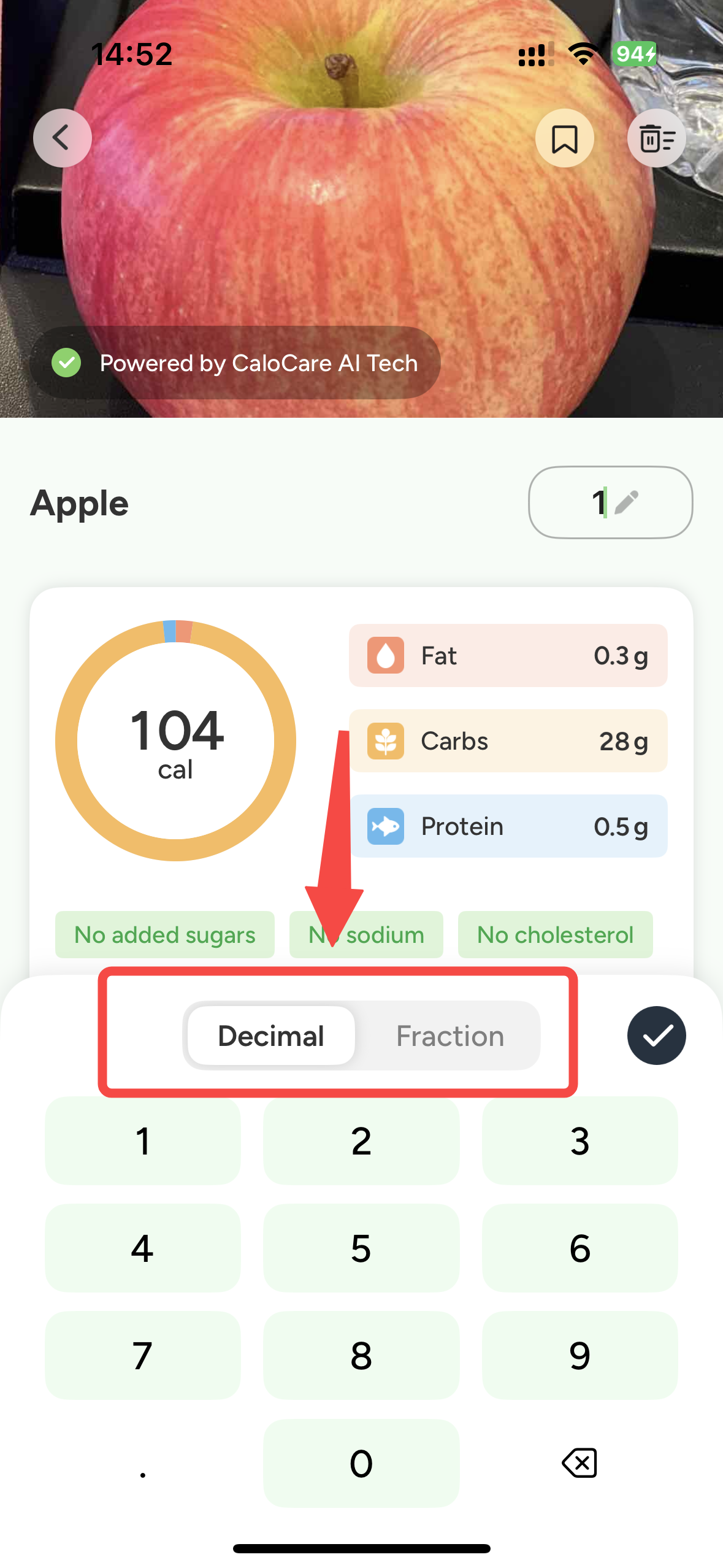 CaloCare My Foods screen