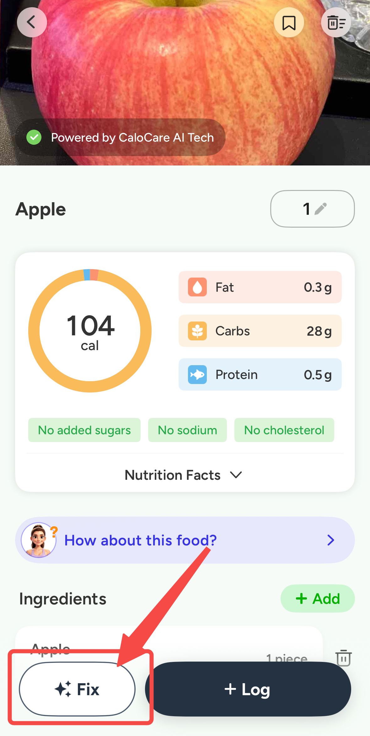 CaloCare weight record screen