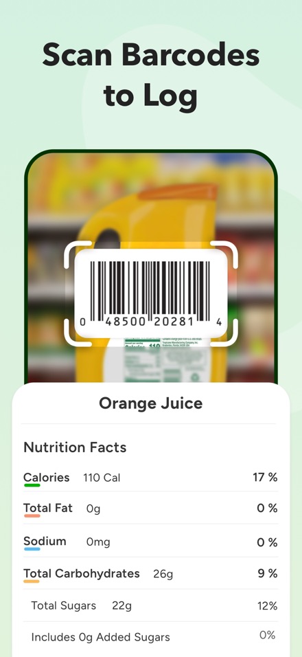 CaloCare barcode scanning screen